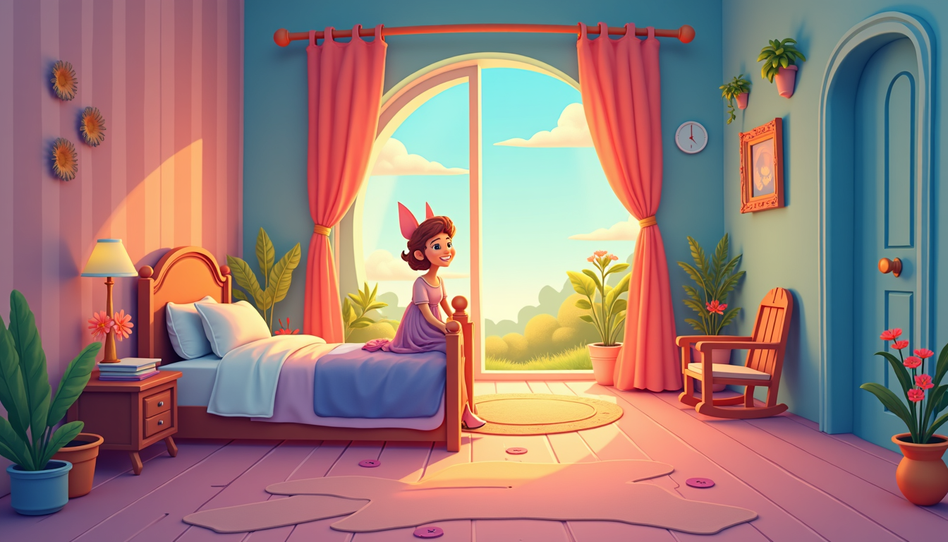 Un copil zâmbitor și fericit, simbolizând un print fericit, jucându-se într-un mediu plin de culoare.