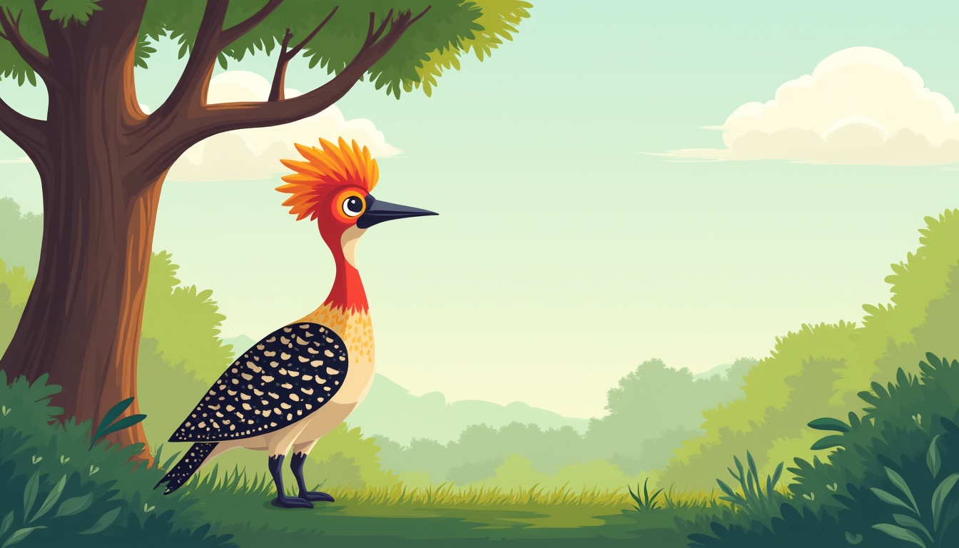 Pupăză colorată cu creastă specifică, stând pe o creangă de tei, simbolizând natura și poveștile pentru copii.