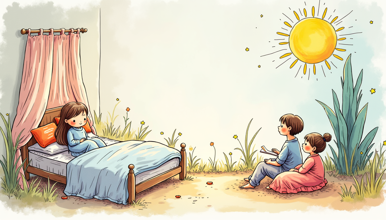 Părinte citind o poveste unui copil sub o pătură, cu o carte deschisă ilustrată cu personaje de poveste.