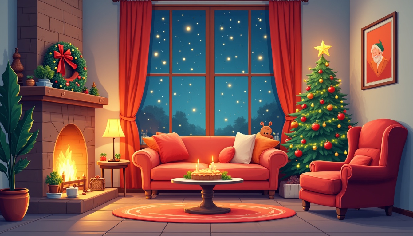 O familie zâmbitoare într-o poză de Crăciun, lângă un brad împodobit