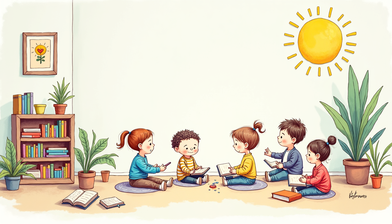 Un copil și un părinte citesc împreună o carte de povesti scurte, zâmbind