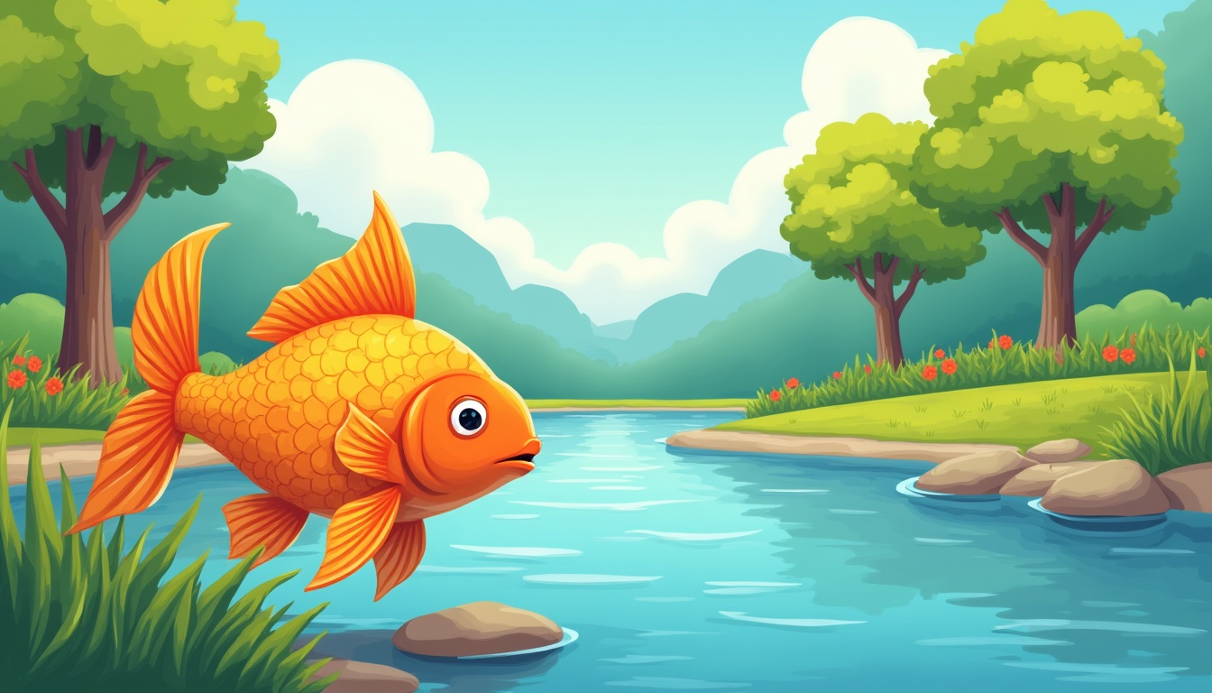 Un pestisor de aur auriu înotând într-un acvariu curat și bine îngrijit, cu plante acvatice și pietriș.